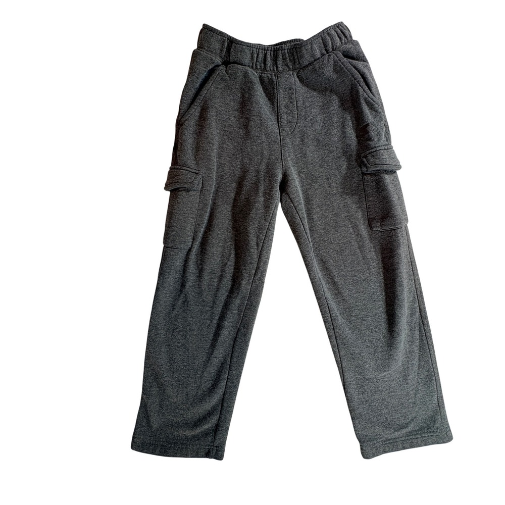Starter Cargo Sweatpants Boys Small 6-7 Gray Fleece Joggers Athletic Pants